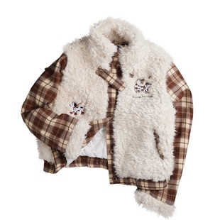 加厚棉衣外套 y2k千禧风羊羔毛格纹拼接立领棉服女冬季 蚀月镜