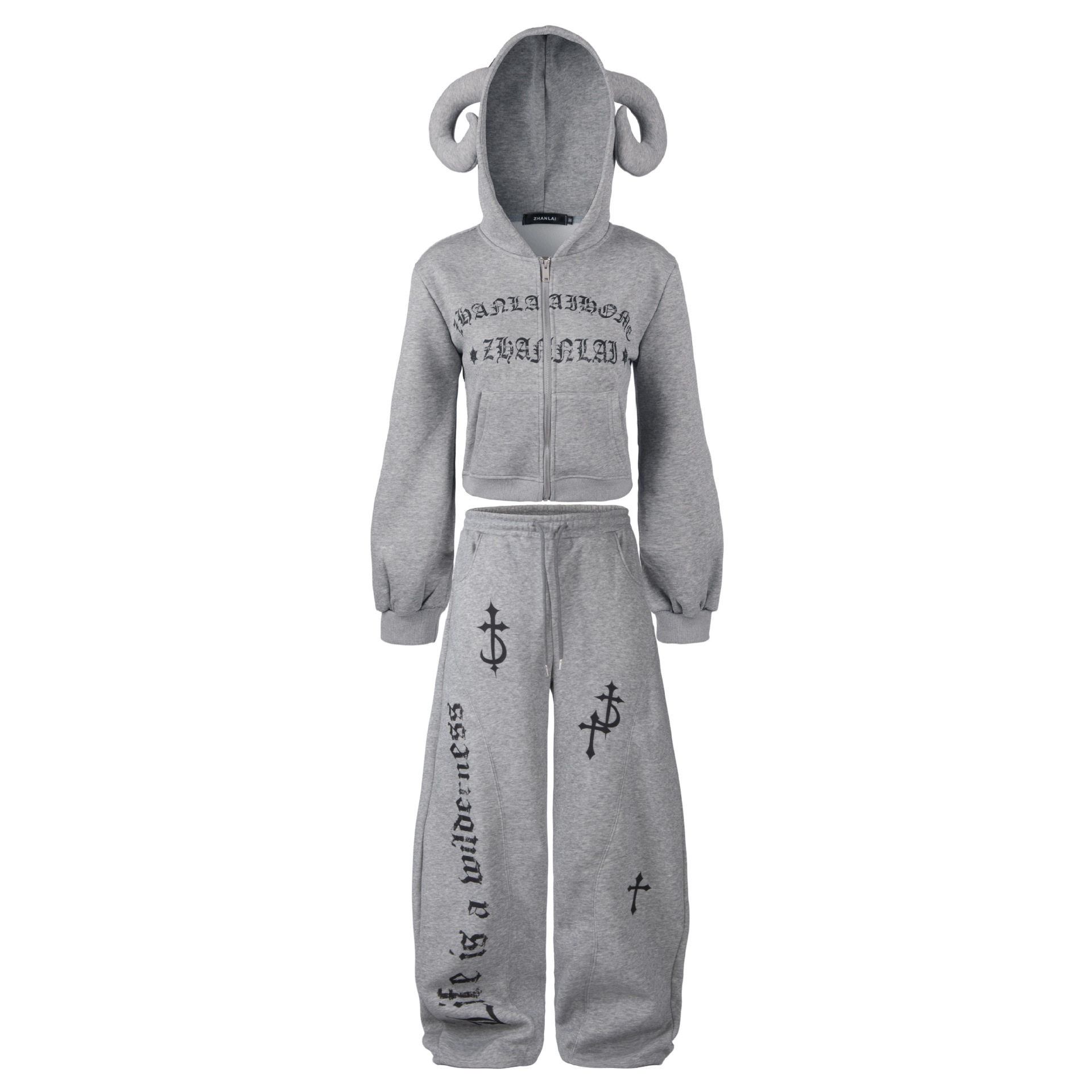 【蚀月镜】y2k轻亚文化美式高街连帽卫衣套装女秋冬加绒卫裤潮牌