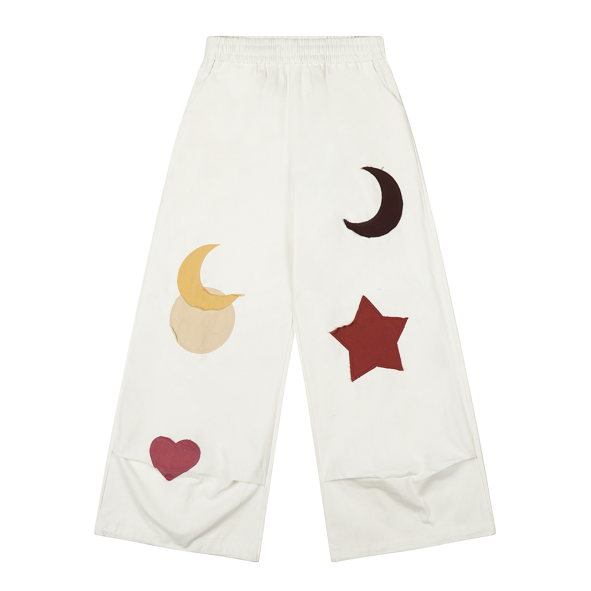 【蚀月镜】y2k千禧风趣味贴布月亮星星爱心阔腿裤女宽松休闲裤ins