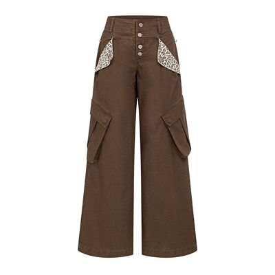 y2k千禧辣妹美式复古豹纹工装裤