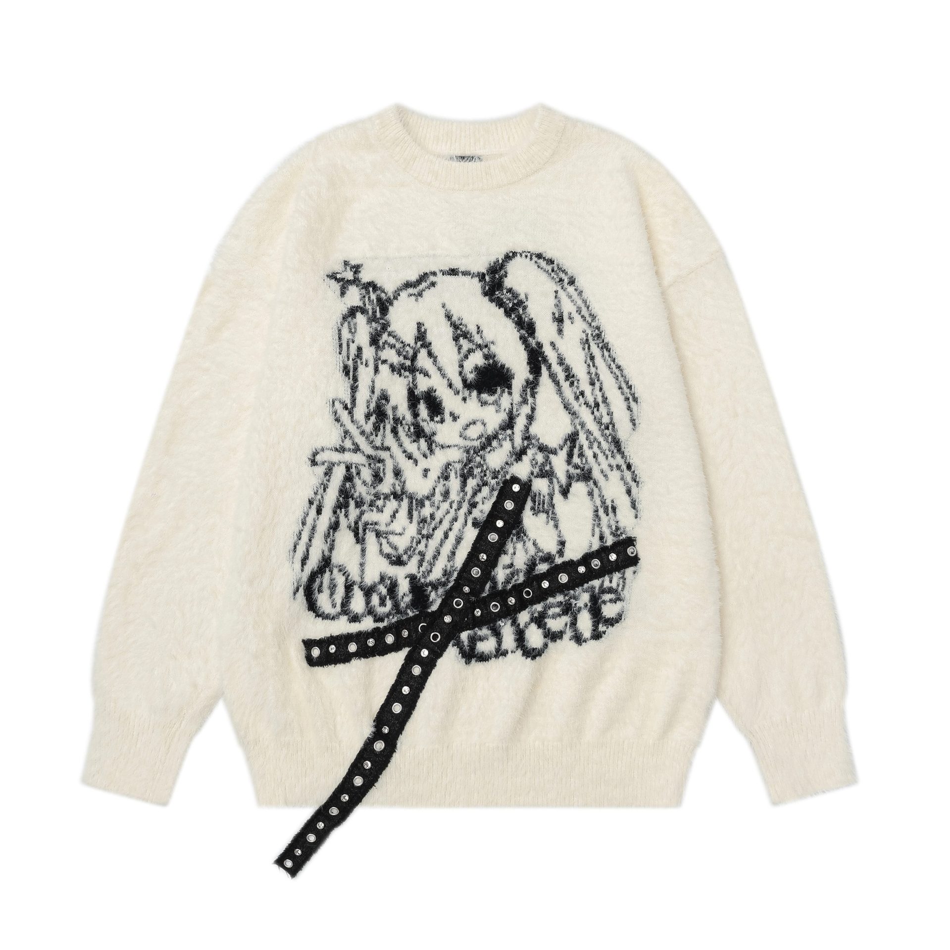 【蚀月镜】y2k轻亚二次元动漫卡通人物提花毛衣女软糯针织衫上衣