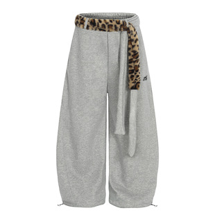 女垂感休闲运动裤 jazz爵士跳舞豹纹腰带宽松阔腿卫裤 潮 蚀月镜