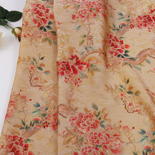 布料 春夏旗袍连衣裙小褂服装 花布现货 浮光锦牡丹印花布 新中式