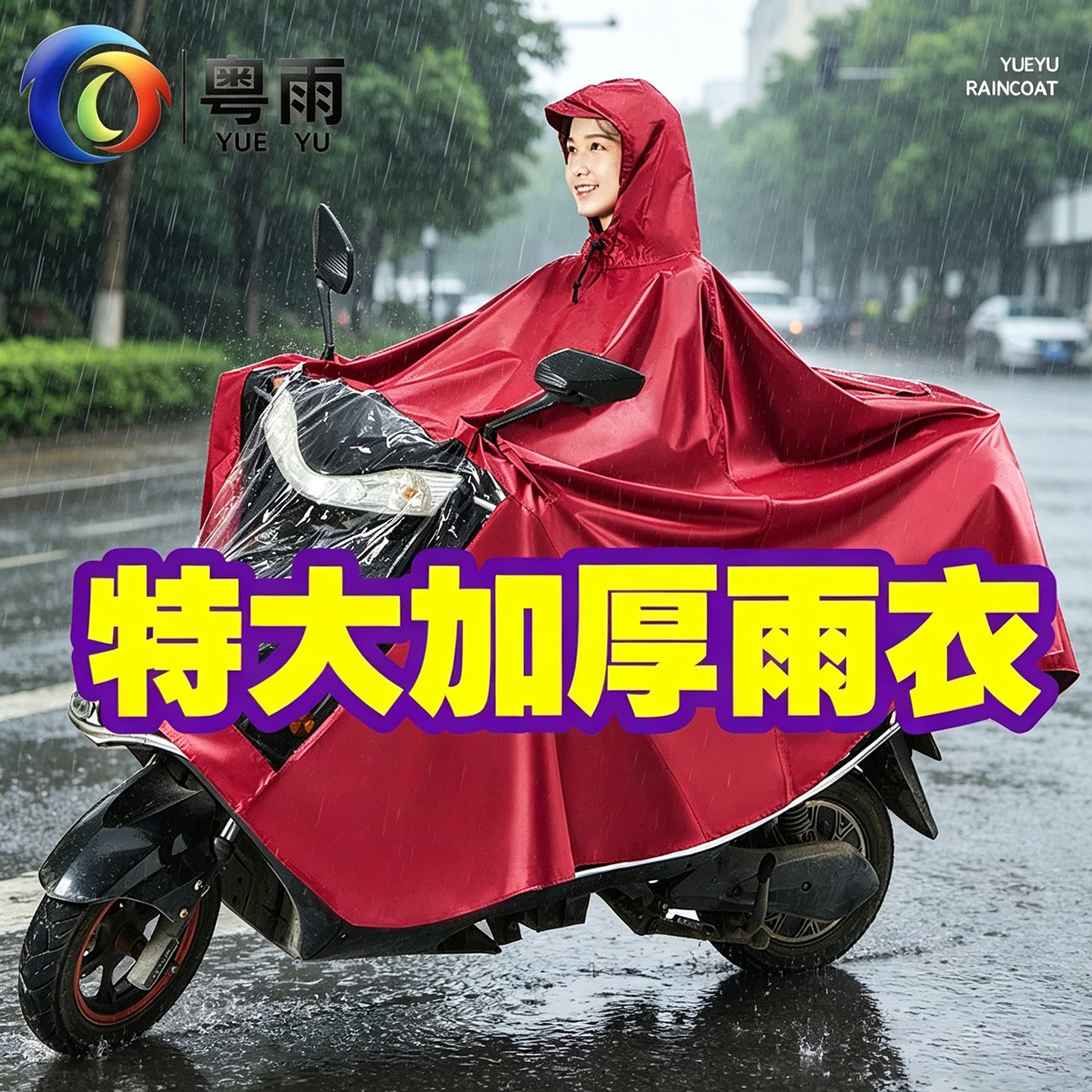 电动踏板摩托加厚防暴雨雨衣图片