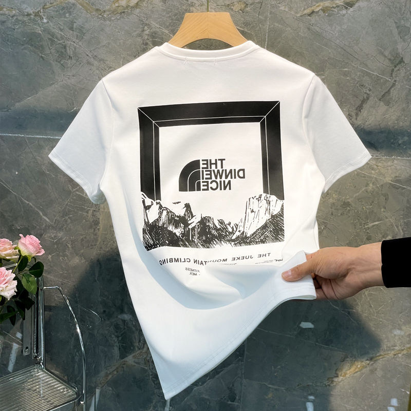 MAROLIO 엄선된 고품질 원단  패션 프린트 티셔츠 남성 여름 순수 코튼 반팔 캐주얼 탑