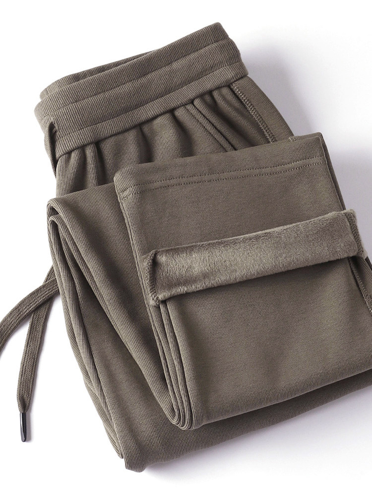 MAROLIO 380G의 도톰한 코튼 원단  남성용 스트레이트 플리스 스웨트팬츠 루즈한 벨벳 가을 겨울 드레이프 바지