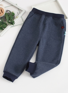 非常小鱼81704新款男童深秋冬季复合一体绒针织中童长裤100-140