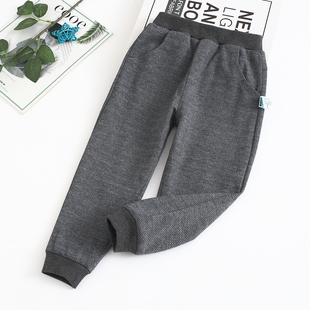 160 100 非常小鱼82720新款 男童休闲柔软深秋双层纯棉针织里布长裤