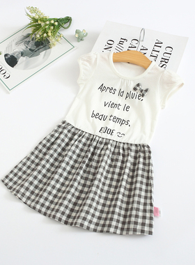 非常小鱼29481女童清仓夏季针织纯棉吸汗格连衣裙90-130满68包邮