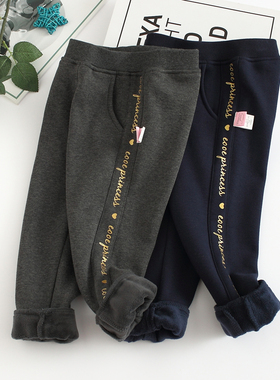 非常小鱼39805新款女童深秋大童一体绒冬季柔软保暖长裤100-150