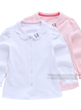非常小鱼28172春秋季休闲纯色棉布女童翻领圆领婴幼儿针织长袖衣
