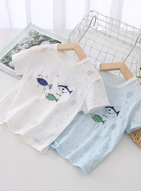 非常小鱼62247男童夏季新款针织超薄凉柔软快舒适短袖上衣90-130