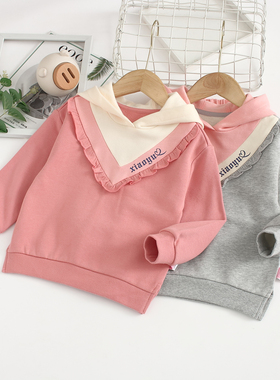 非常小鱼61706秋季新款女童装时尚休闲针织纯棉帽衫上衣100-140