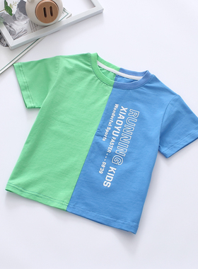 非常小鱼62387清仓男童夏季针织休闲吸汗圆领拼接儿童短袖100-140