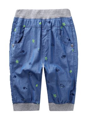 非常小鱼38299男童夏季休闲柔软透气凉快纯棉薄软牛仔清仓七分裤