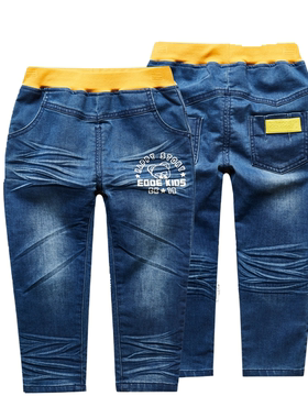 非常小鱼37125男童春秋季休闲个月棉布皮筋薄款超软微弹牛仔长裤