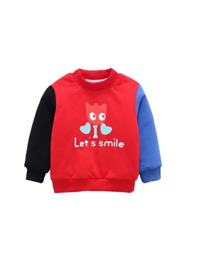 非常小鱼62837新款男童冬季针织柔软舒适保暖夹棉圆领上衣90-120