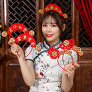 元 饰年会聚会头箍过年成人头饰儿童新年礼品 旦中国风红色新年装