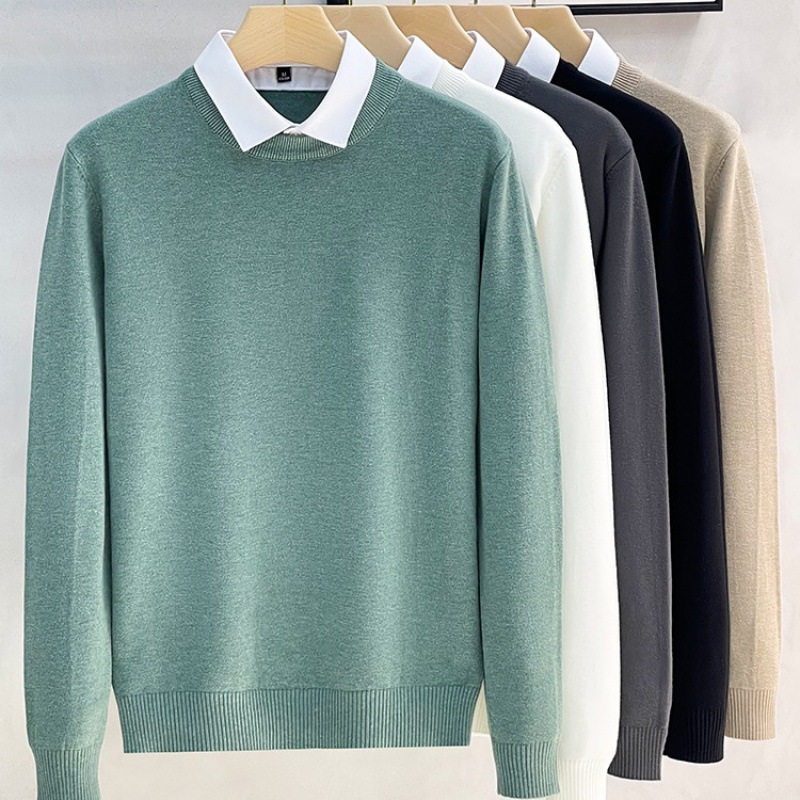 假两件毛衣男秋冬新款内搭修身男士韩版商务休闲打底衫针织衫上衣