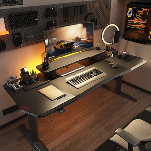 电竞桌可升降双人游戏桌科技感电脑桌台式 爱特屋 家用电动升降桌