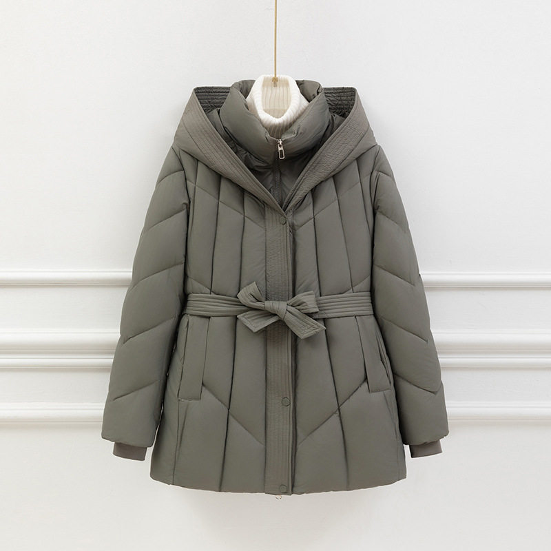 欧洲站爆款2025羽绒棉服长款过膝棉衣收腰显瘦冬季加厚外套小个子