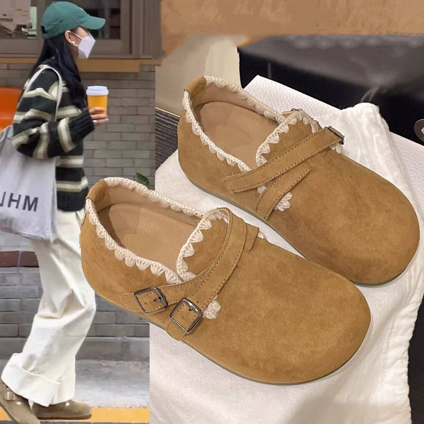 复古厚底全包勃肯鞋女款2026年春季新款百搭配裙子一脚蹬博肯单鞋