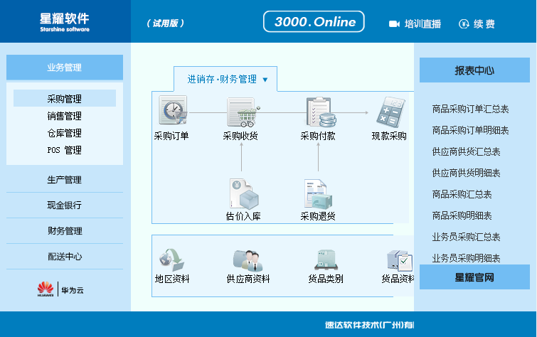 速达星耀3000.online进销存财务管理软件中小企业生产销售