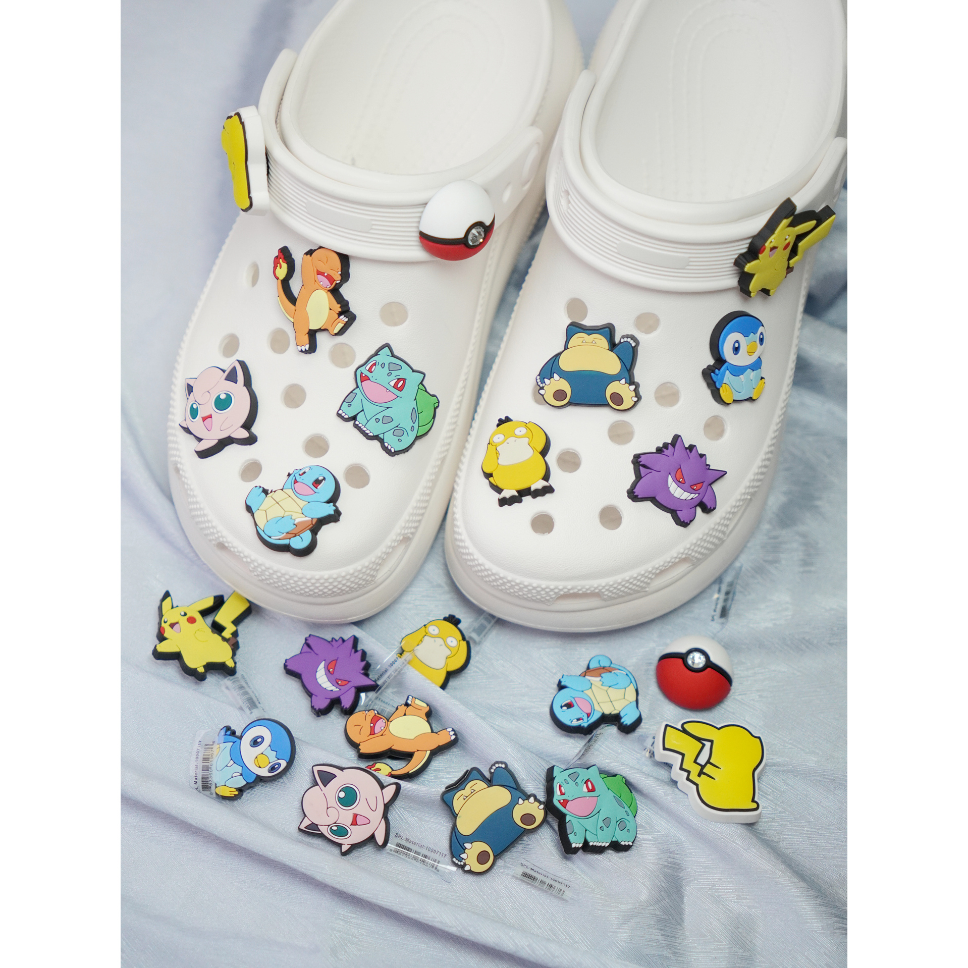 pokemon宝可梦皮卡丘鞋花鞋扣女