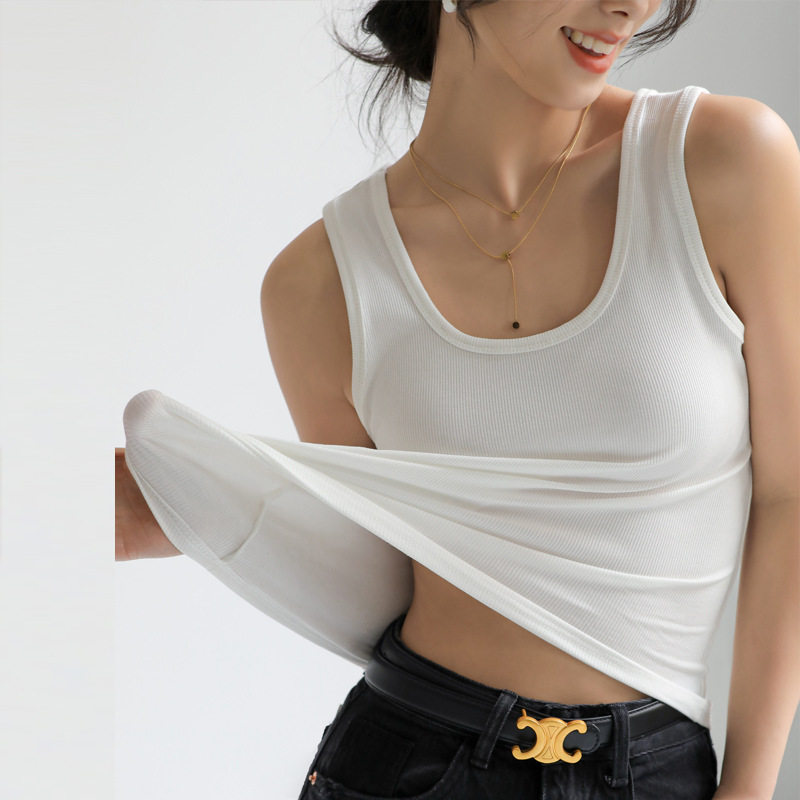 Q严选白色吊带背心女款内搭外穿打底宽带工字西装美背设计感上衣