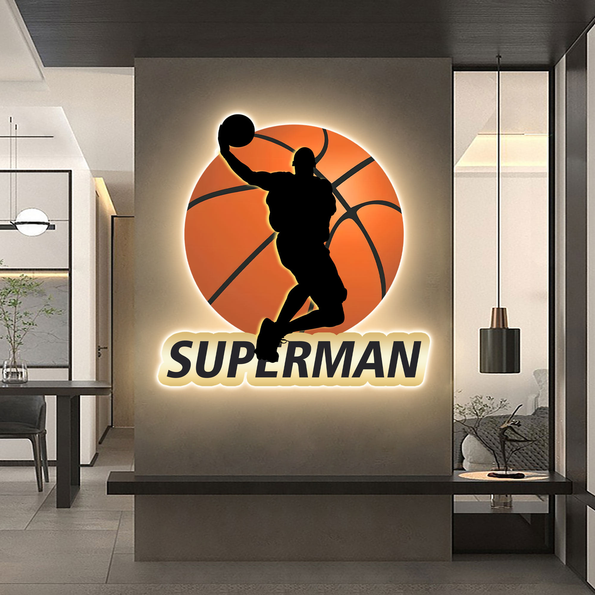 NBA明星科比乔丹篮球灯光装饰画
