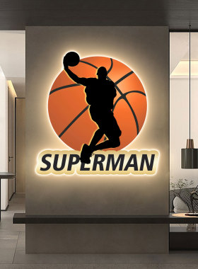 NBA明星科比乔丹篮球灯光装饰画