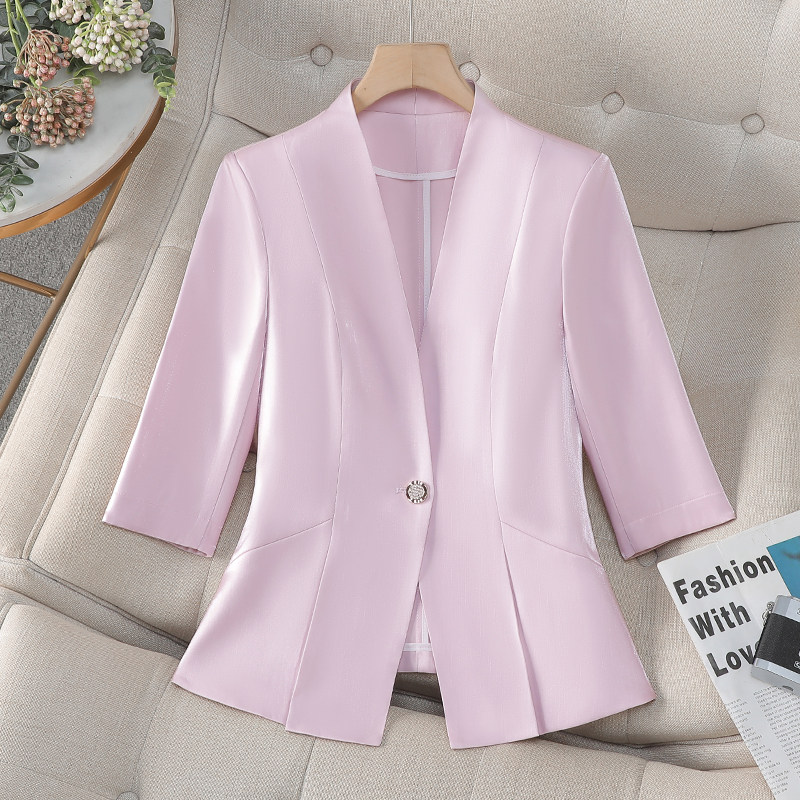 洋气减龄轻紫色短款小西装外套女夏季薄款高级感收腰显瘦百搭西服