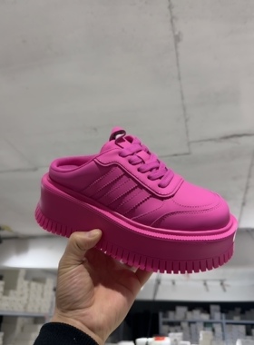 c广州240479头层牛皮厚底包头拖女鞋