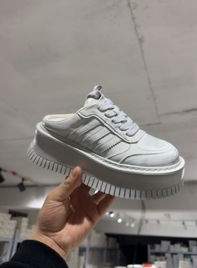 c广州240348头层牛皮厚底包头拖女鞋