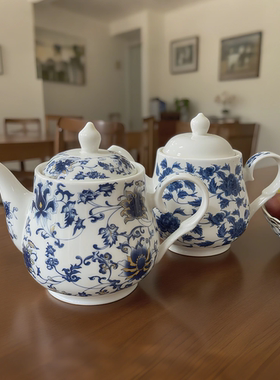 青花陶瓷茶壶 850ml 家用耐高温凉水壶大容量泡茶壶酒店饭店水壶