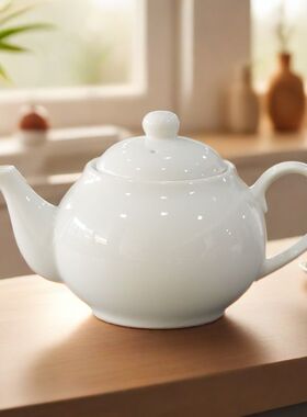 茶壶单个500ml大容量耐高温家用白瓷茶壶餐厅晾水壶泡茶壶饭店