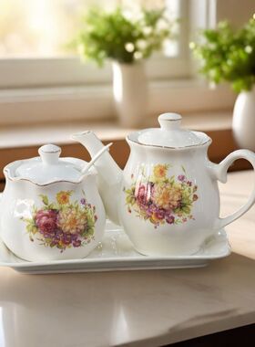 陶瓷油壶调料组合套装家用厨房调味罐子盐罐糖罐醋壶饭店醋壶食堂