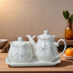 陶瓷调味罐厨房防潮调料罐套装盐糖盐味精辣椒油壶醋壶家用储物罐