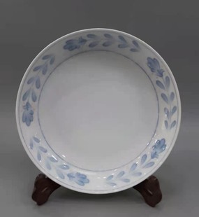 醴陵老瓷器群力瓷厂90年代釉下五彩清风19.8厘米浅碗原厂一级正品