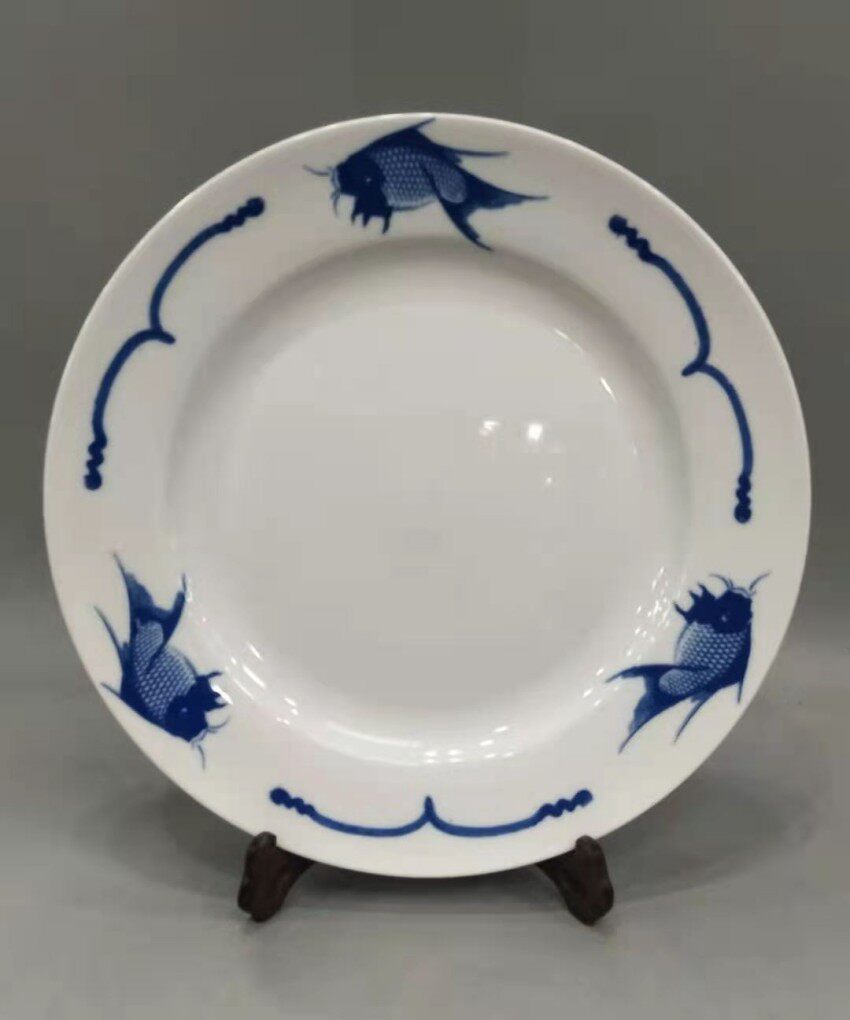 醴陵老瓷器:群力瓷厂90年代年年有鱼31㎝大果盘 原装原厂一级正品