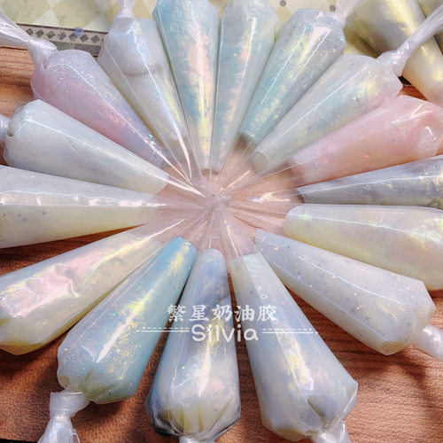 贝壳风奶油胶混色水晶胶手工