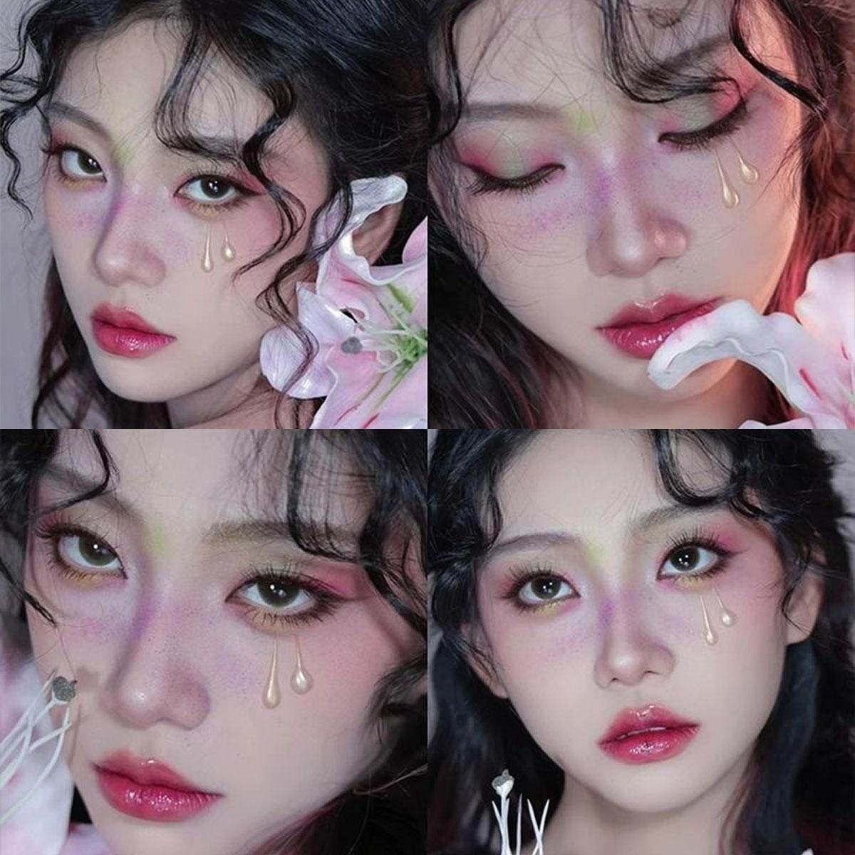 妆容圣母泪拍照妆眼妆贴透明创意脸水珠古风额头面部化妆眼泪珠滴