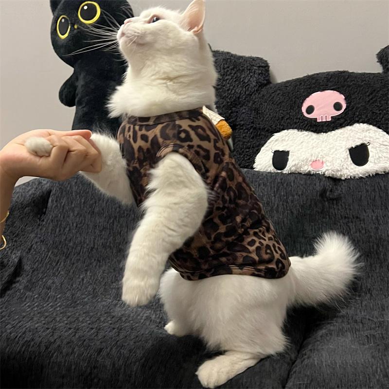 豹纹宠物猫咪衣服新款