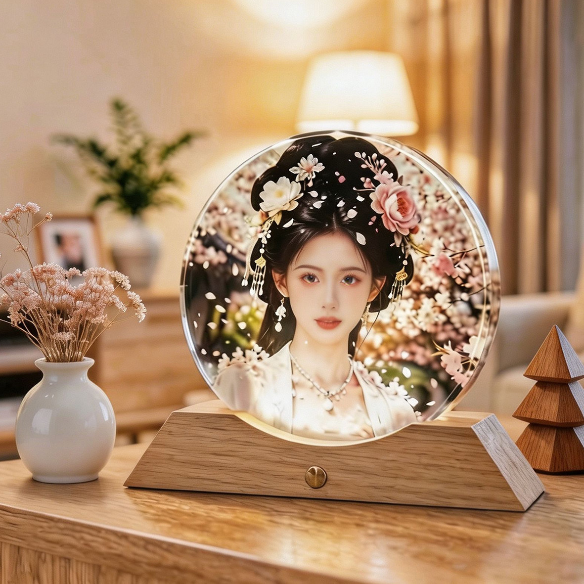 水晶彩绘玻璃画照片定制周年纪念生日结婚情人节七夕礼物520摆件