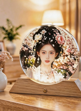 水晶彩绘玻璃画照片定制周年纪念生日结婚情人节七夕礼物520摆件