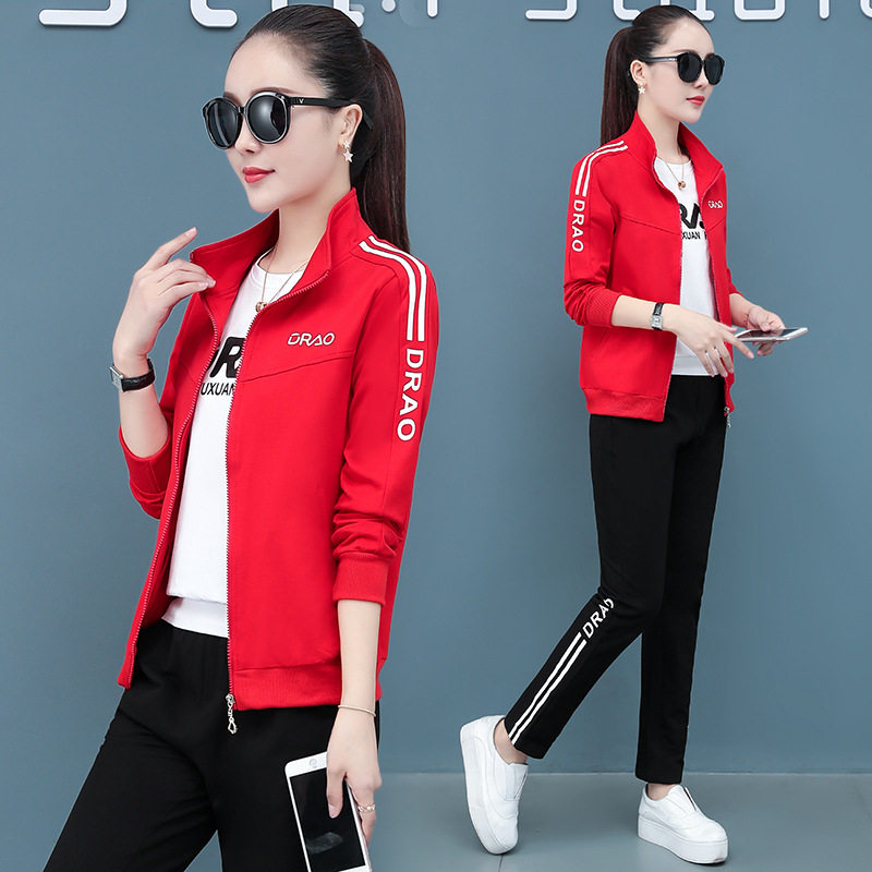 2026新款套装女春秋时尚印花开衫长袖长裤运动服广场舞服装三
