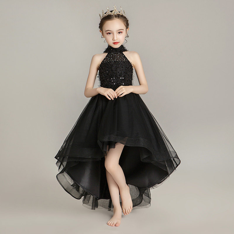 2026新款儿童模特走秀晚礼服女童主持人钢琴演出服小女孩洋气蓬蓬