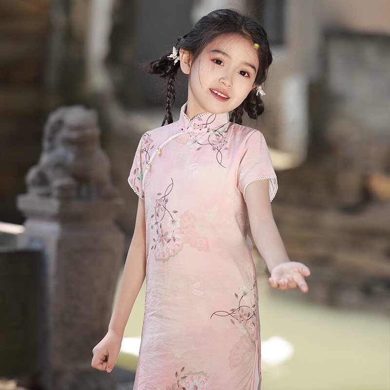 2026新款女童连衣裙夏款汉服旗袍裙儿童夏季公主裙复古中国风唐装图片