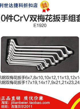 促销价！力易得-专业级 10件CrV梅花扳手工具托组套 E1920