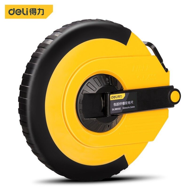 得力工具50mx14.5mm包胶纤维皮卷尺DL9850Z